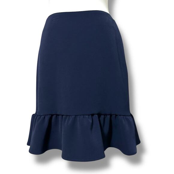 Tommy Hilfiger midnight Blue Knee-Length ruffle Trumpet fit and flare Skirt - Picture 2 of 5